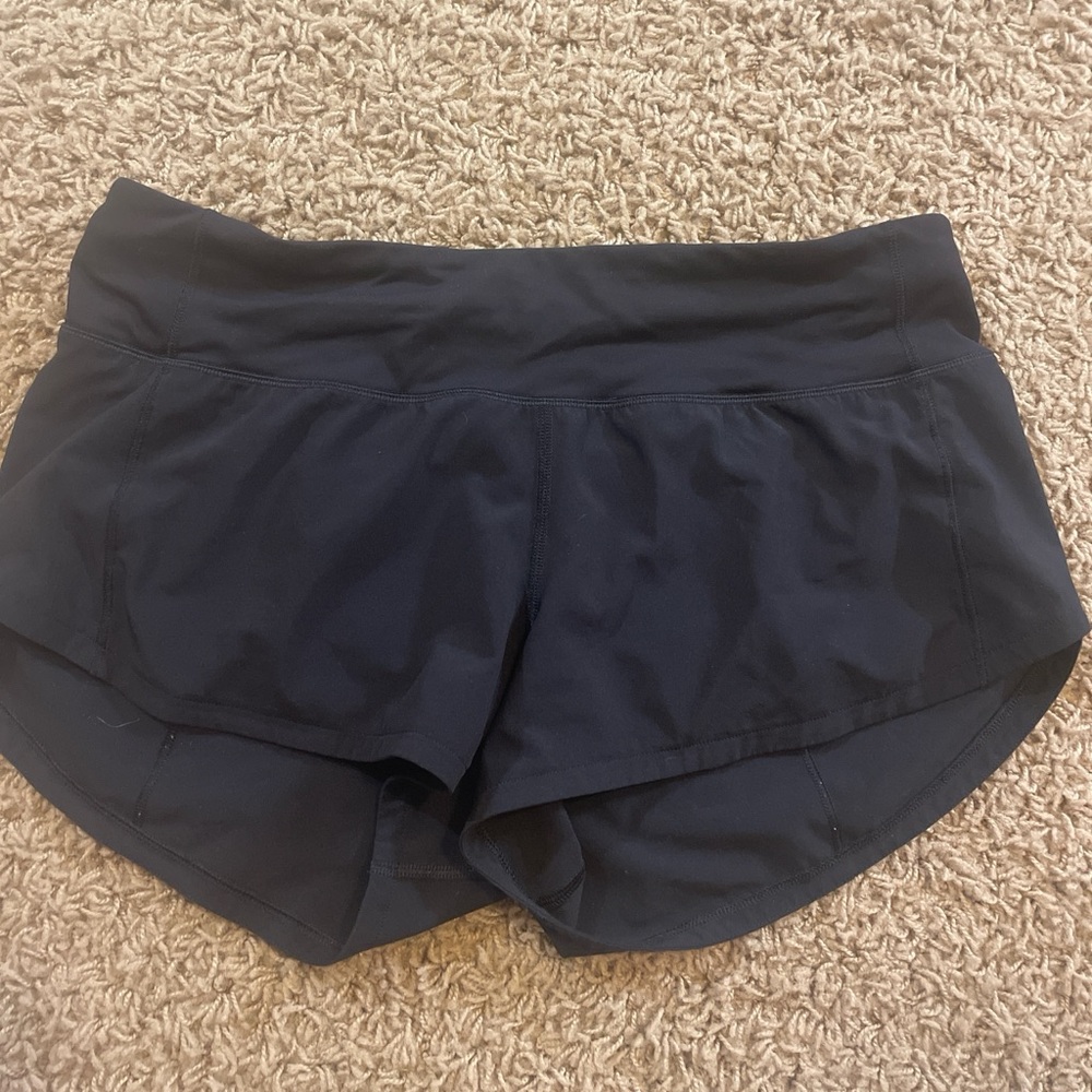 Lululemon Black Speed Up Low Rise  Shorts, Size 4, 2.5